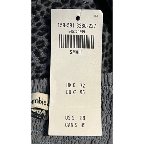 Abercrombie Fitch Dress Women Small S Midi 3/4 Puff Sleeve Leopard Square New - Picture 9 of 11